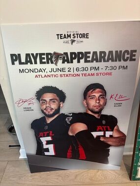 Atlanta Falcons Drake London Kaden Elliss Team Store Sign #A110
